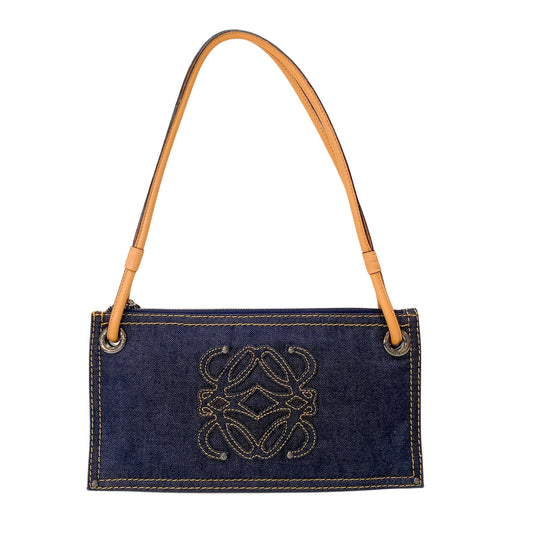 Anagram Blue Denim Shoulder Bag