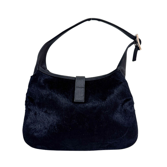Jackie Mini Black Pony Hair Shoulder Bag