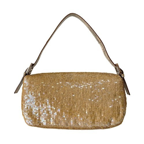 Baguette Gold Sequin Shoulder Bag
