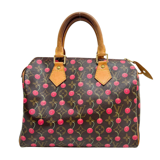 Cherry Speedy 25 Brown Monogram Canvas Hand Bag