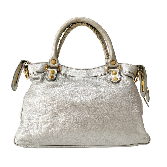 The City Metallic Silver Leather Bag