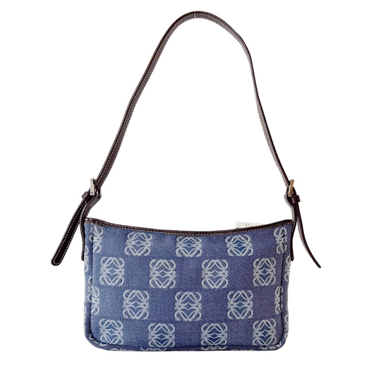 Blue Anagram Denim Shoulder Bag