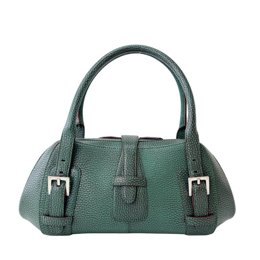 Green Leather Top Handle Bag