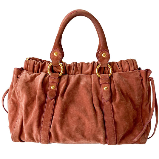 Vitello Bauletto Pink Suede Handle/Shoulder Bag