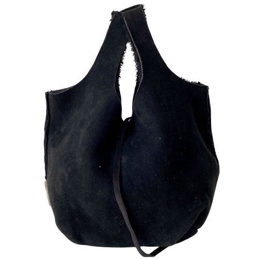 Black Suede with Soft Lining Interior Handle Bag