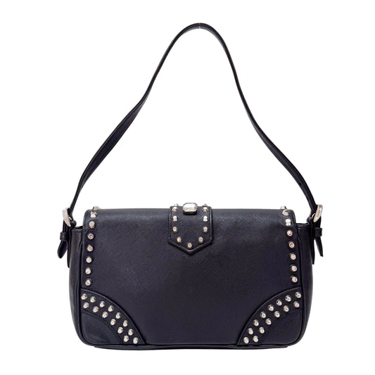 Black Leather Studs Shoulder Bag