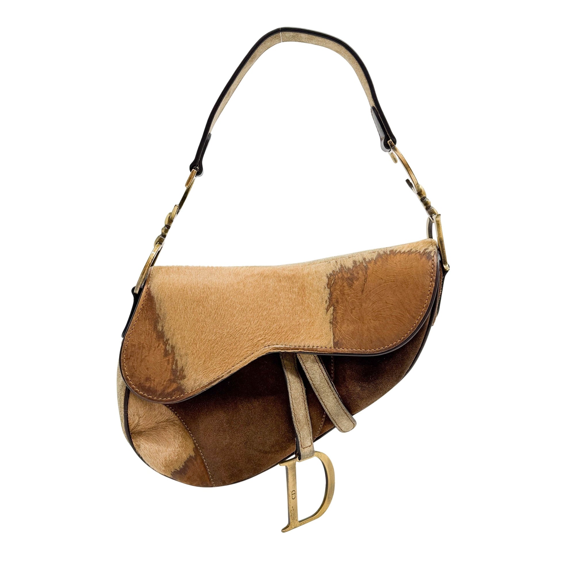Saddle Brown Pony Hair & Suede Shoulder Bag