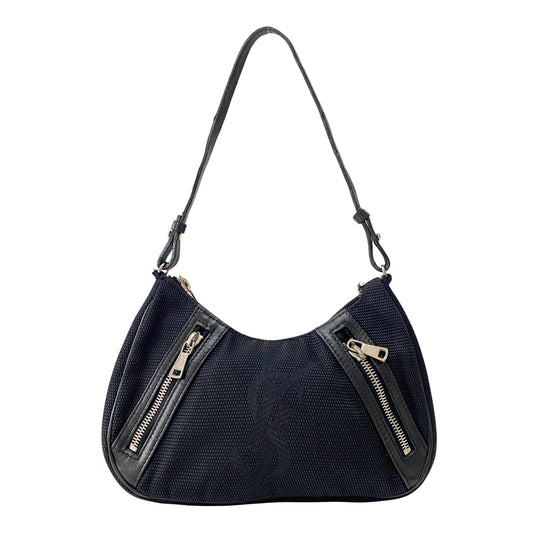 Half Moon Black Coated Canvas Bag