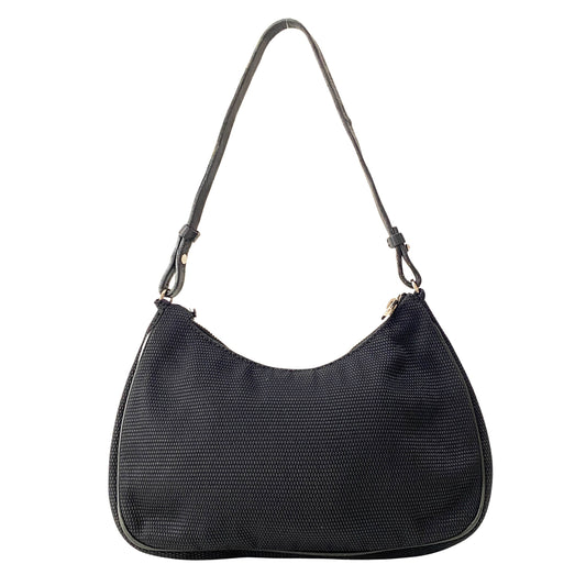 Half Moon Black Coated Canvas Bag