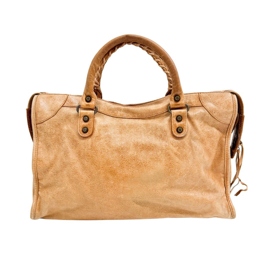 The City Brown Leather Shoulder Bag