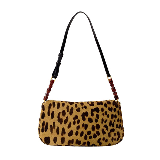 Malice Pearl Cheetah Brown Leather Shoulder Bag
