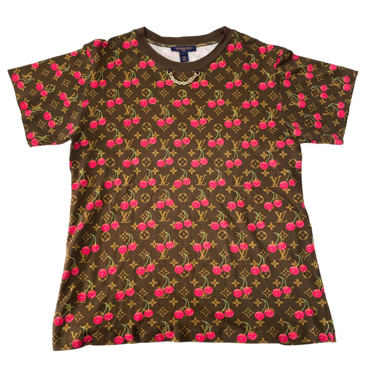 Cherry Monogram L Size Cotton T-Shirt