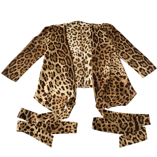 Size 38 Yellow Leopard Print Silk Top