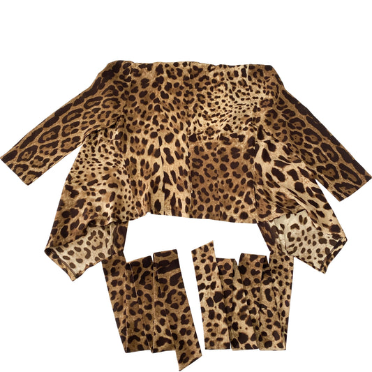 Size 38 Yellow Leopard Print Silk Top