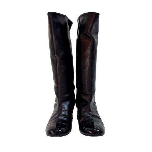 Black Leather Size 36 High Boots