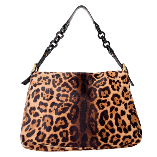 Large Mamma Baguette Leopard Pony Hair Shoulder Bag