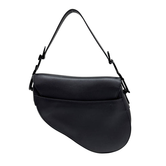 Saddle Black Leather Shoulder Bag