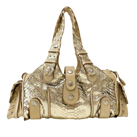 Silverado Gold Python Shoulder Bag