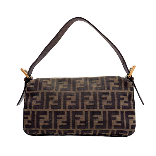 Zucca Baguette Brown Canvas Shoulder Bag