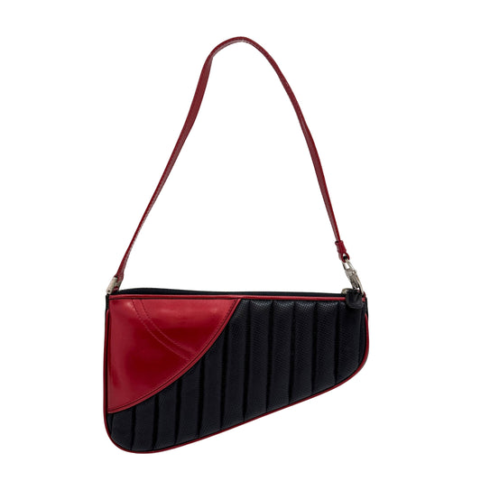 Montaigne Cadillac Saddle Black & Red Leather Shoulder Bag