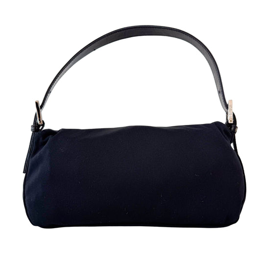 Baguette Black Neoprene Shoulder Bag