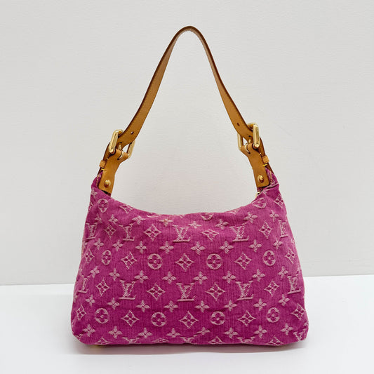 Baggy Pink Monogram Denim Shoulder Bag