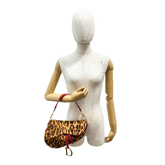 Saddle Brown Leopard Print Pony Hair Shoulder Bag