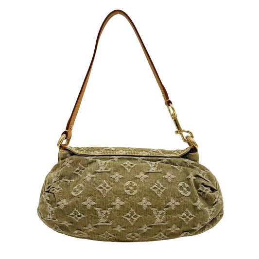 Pleaty Olive Denim Shoulder Bag