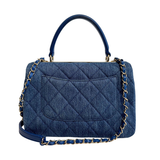 Trendy CC Denim Coco Handle Shoulder Bag