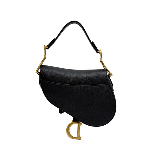 Mini Saddle Black Leather Shoulder Bag