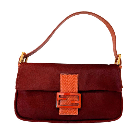 Baguette Red Pony Hair Bag