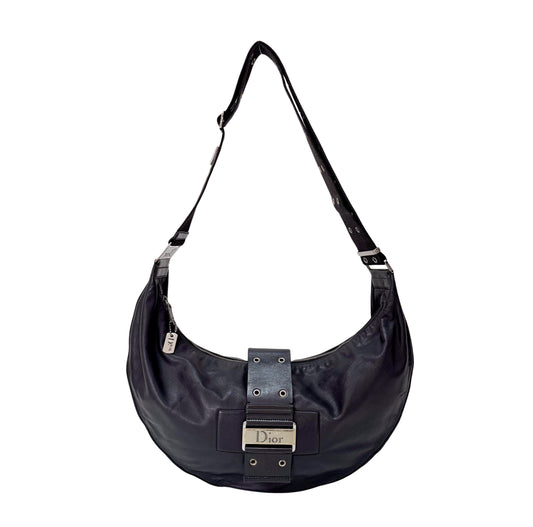 Half Moon Black Leather Bag