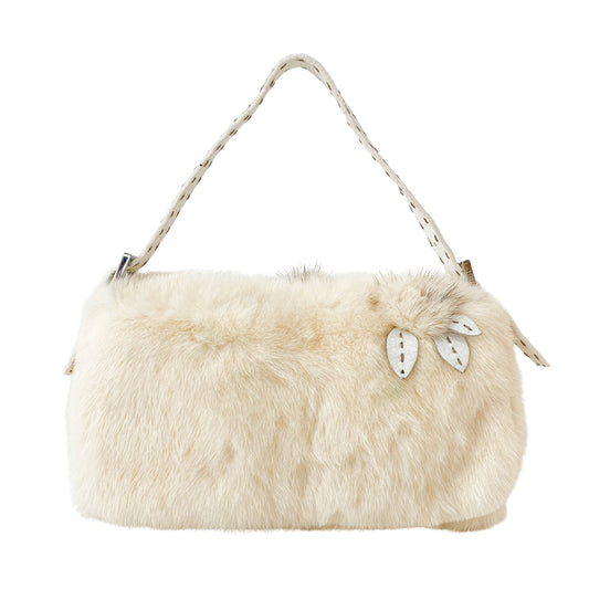Limited Edition Baguette Neutral Fur Shoulder Bag