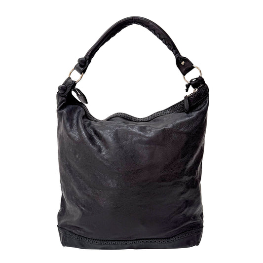 The Day Laser Cut Black Leather Tote Bag