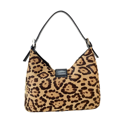 Leopard Print Pony Hair Shoulder Bag