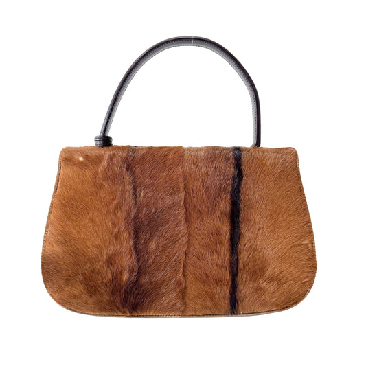 Brown Pony Hair Top Handle Bag