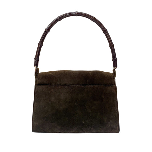 Bamboo Brown Suede Shoulder Bag