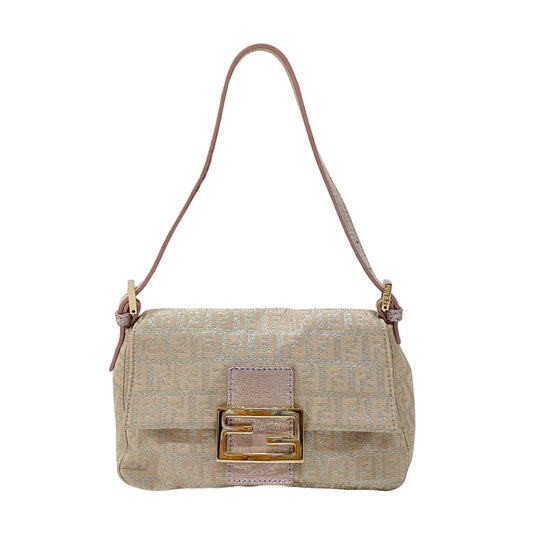 Zuchinno Mini Mamma Baguette Pink Canvas Shoulder Bag