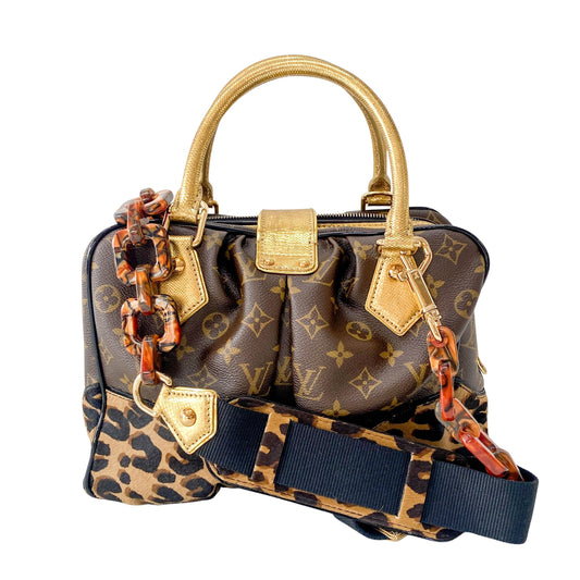 Adele Monogram Leather & Leopard Print Pony Hair Handle Bag