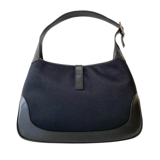 Jackie Satin Black Shoulder Bag