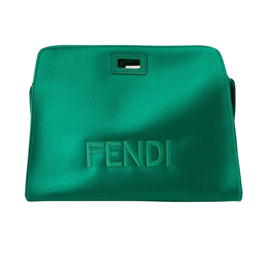 Peek-a-Boo Defender Green Satin Bag