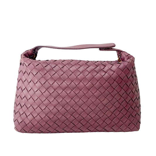 Intrecciato Purple Leather Pouch Bag