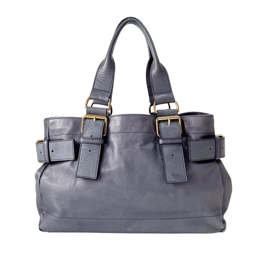 Orb Grey Leather Shoulder Bag