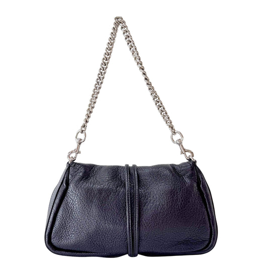 Bamboo Black Leather Shoulder Bag