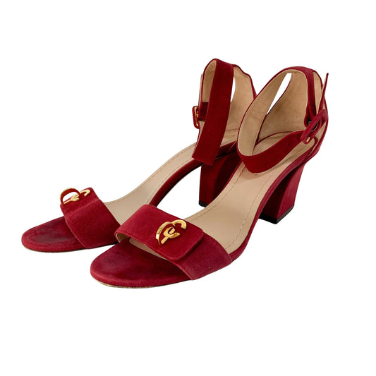 Red Suede Size 37 Strap Heels