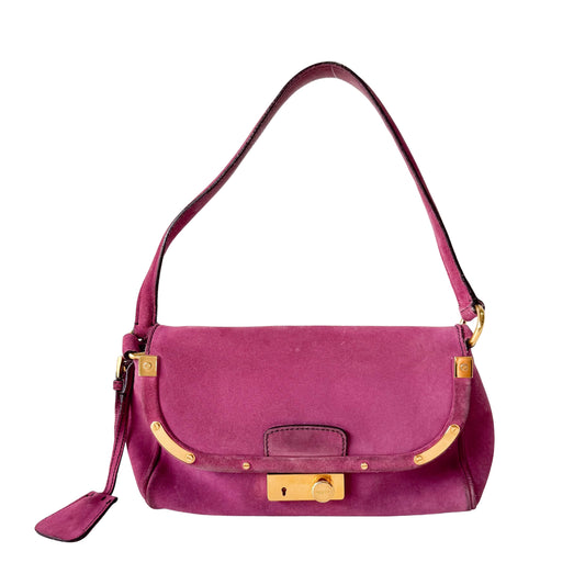 Pink Suede Shoulder Bag