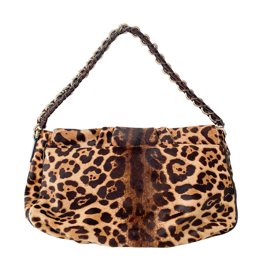 Big Mamma Baguette Leopard Pony Hair Shoulder Bag