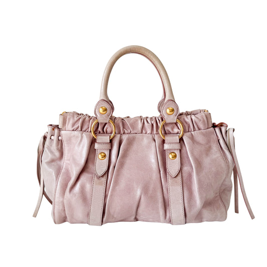 Vitello Bauletto Light Pink Leather Shoulder Bag