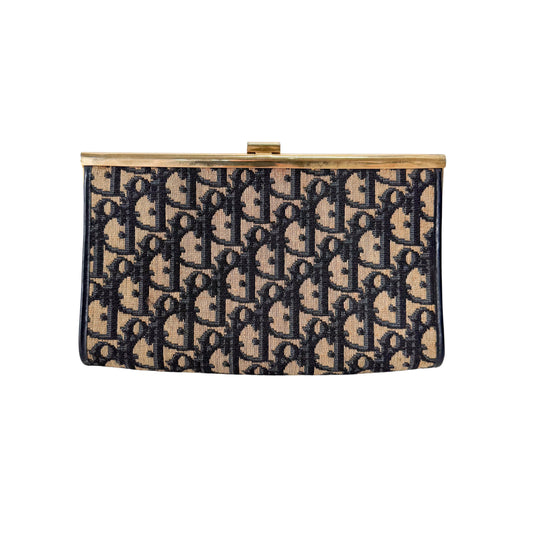 Trotter Brown Oblique Canvas Clutch Bag