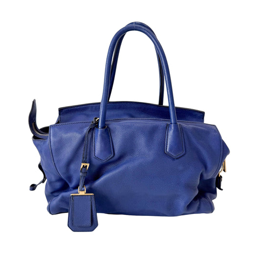 Vitello Blue Leather Shoulder Bag